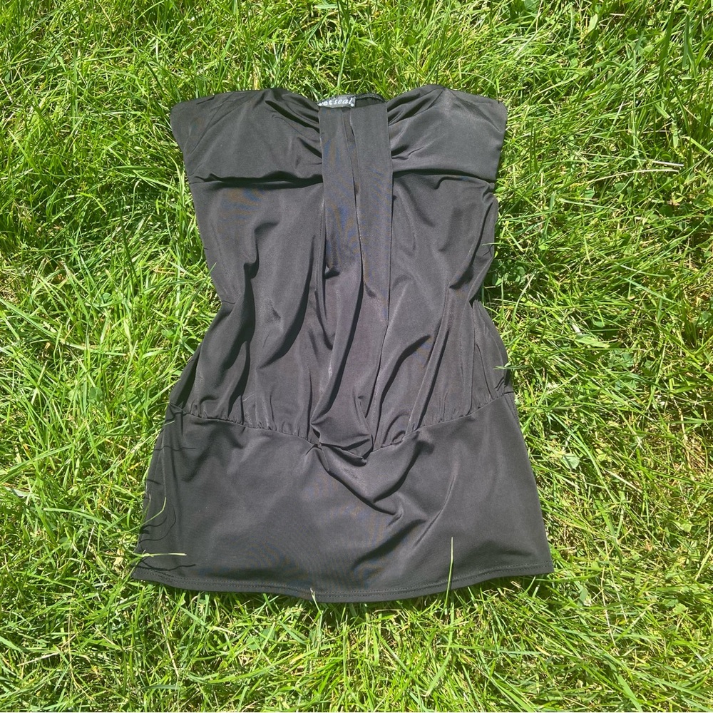 Wet Seal Y2K Vintage Black Silk Off Shoulder Top